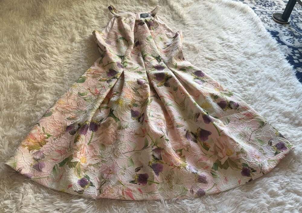 Vince Camuto Floral Jacquard Sleeveless Fit and Flare Dress Size 2